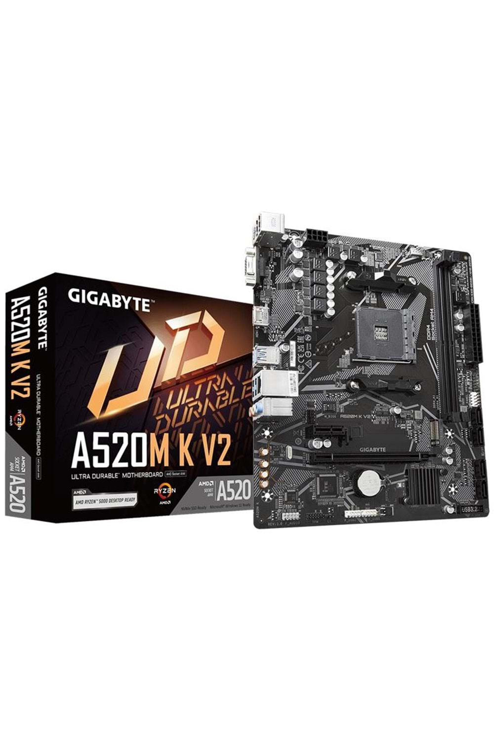GIGABYTE A520M-K V2 DDR4 5100MHZ 1XVGA 1XHDMI 1XM.2 USB 3.2 MATX AM4 (AMD AM4 5000/4000 /3000 SERİSİ İLE UYUMLU) 