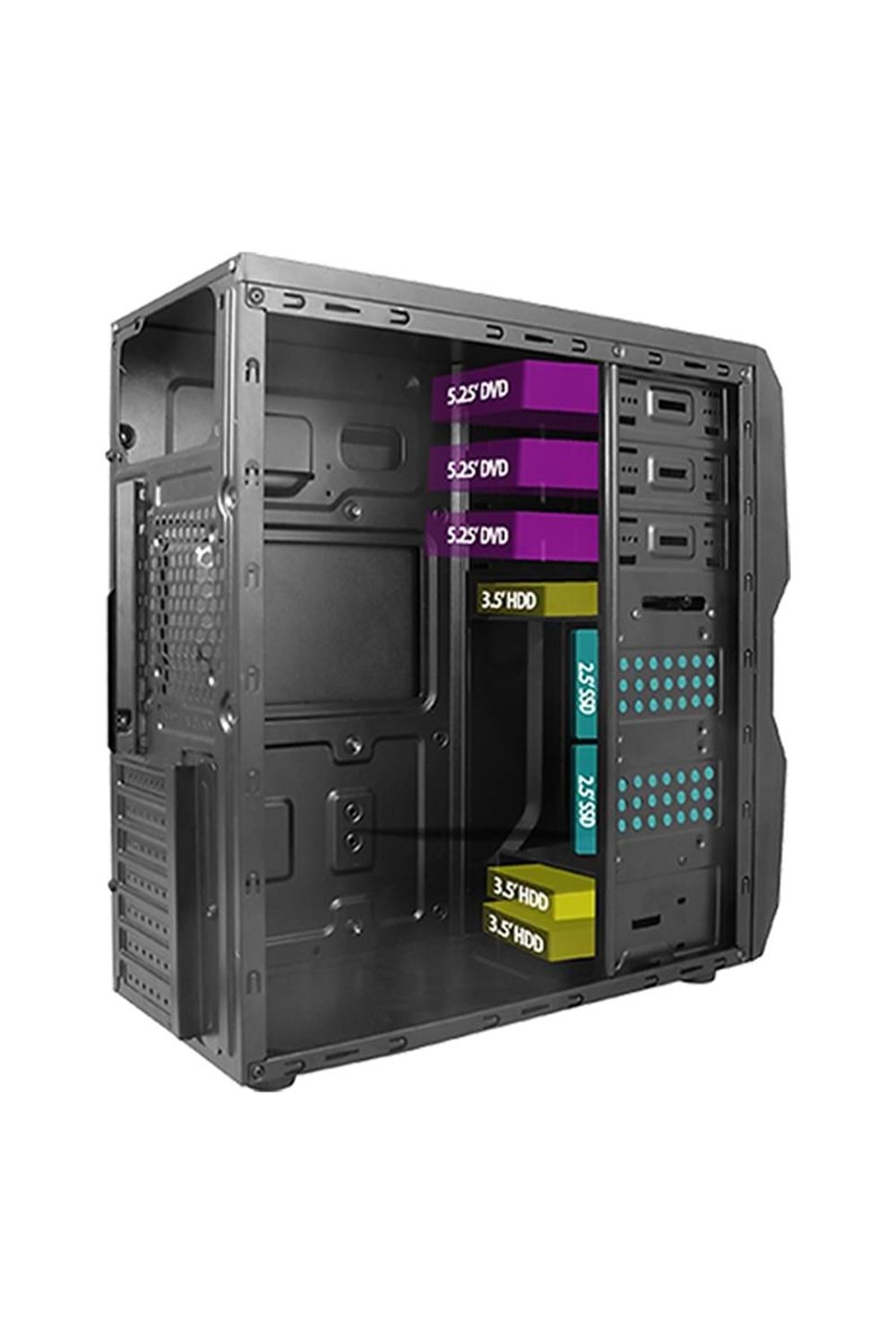 VENTO TA-K61 750W 1X80MM FAN USB 3.0 MİDİ TOWER SİYAH KASA 