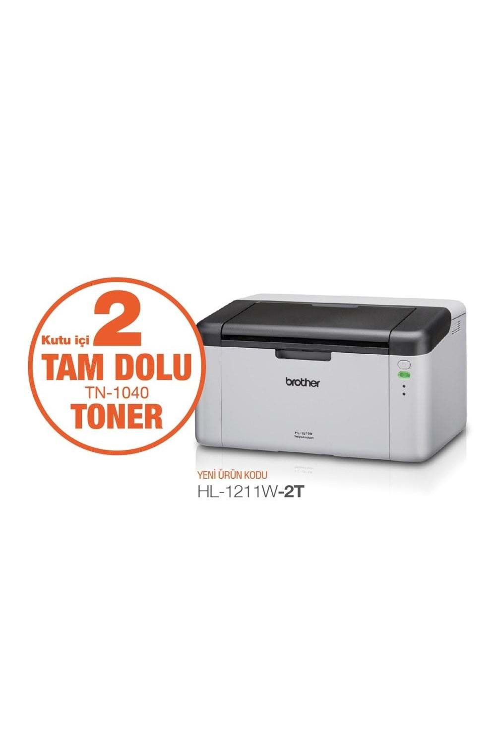BROTHER HL-1211W-2T MONO LAZER YAZICI/WIFI (2 TAM DOLU TONER) 
