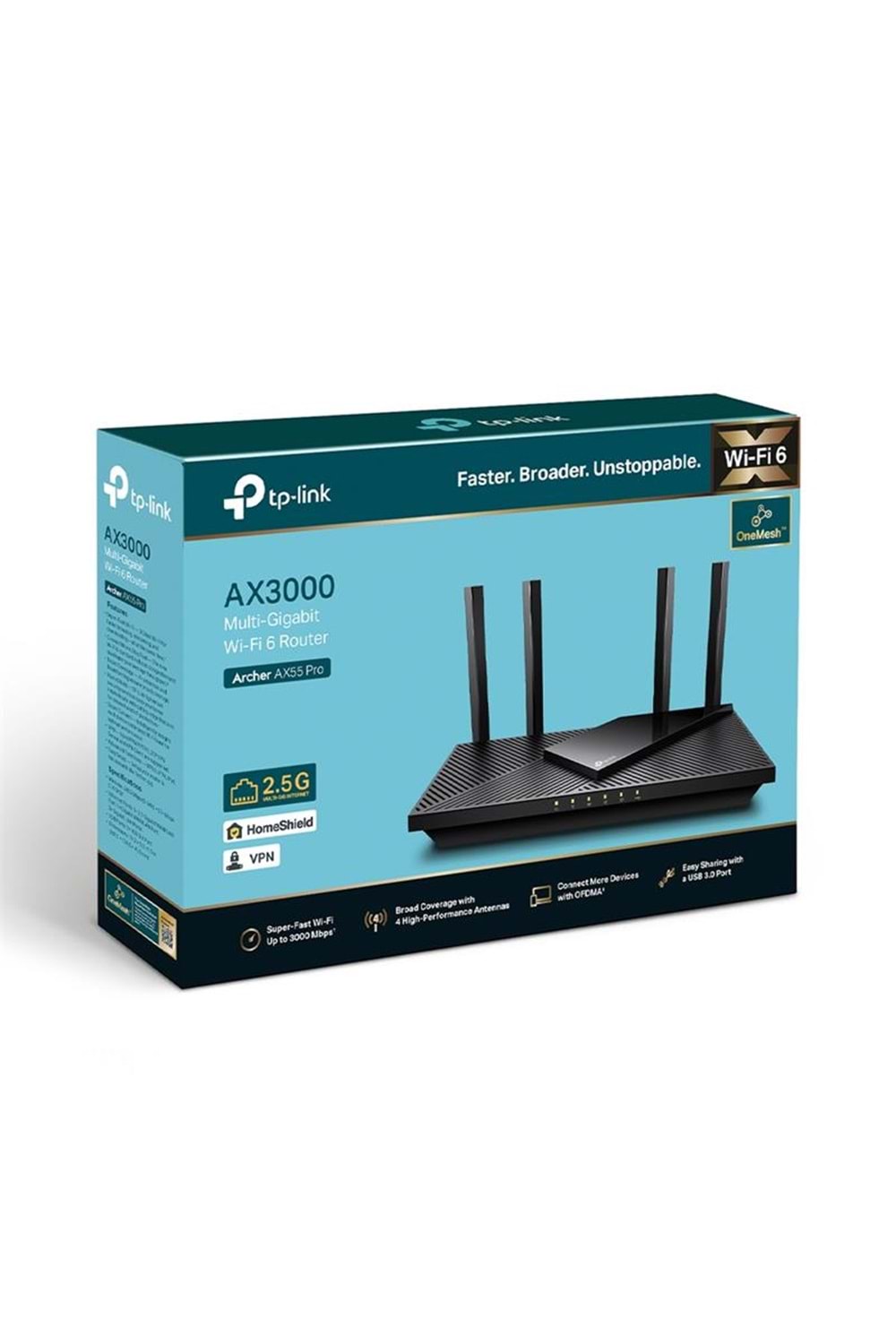 TP-LINK ARCHER AX55 PRO AX3000 2402MBPS DUAL BAND 2.5G GIGABIT WI-FI 6 ROUTER 
