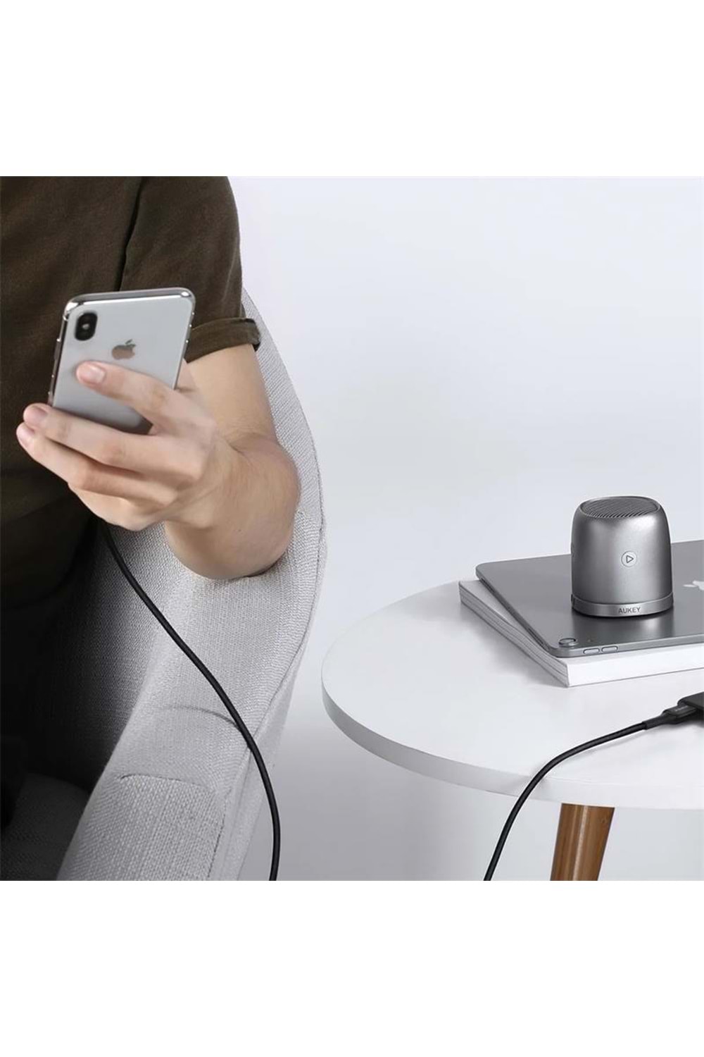 AUKEY CB-BAL7-BK NAYLON ÖRGÜLÜ USB-A LIGHTNING KABLOSU 0.9MT 