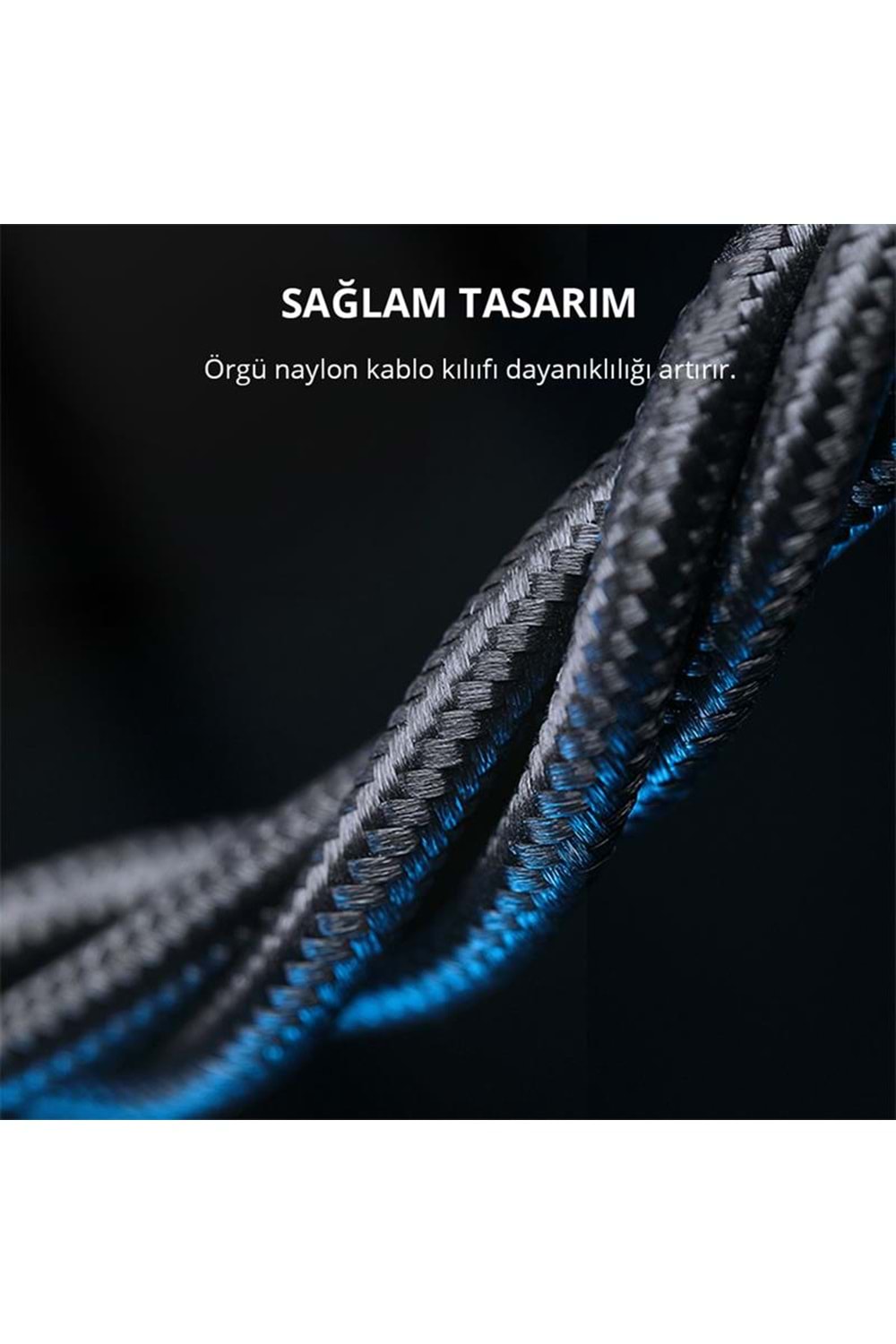 AUKEY CB-NCL1-BK NAYLON ÖRGÜLÜ 3A 480MBPS TYPE-C LIGHTNING KABLOSU 1.8MT 