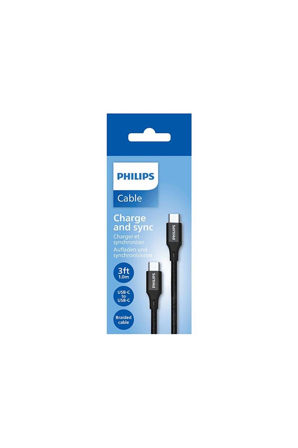PHILIPS DLC5531C TYPE-C TO TYPE-C 1,2MT PD 480 MBPS SİYAH ÖRGÜLÜ ŞARJ KABLOSU 