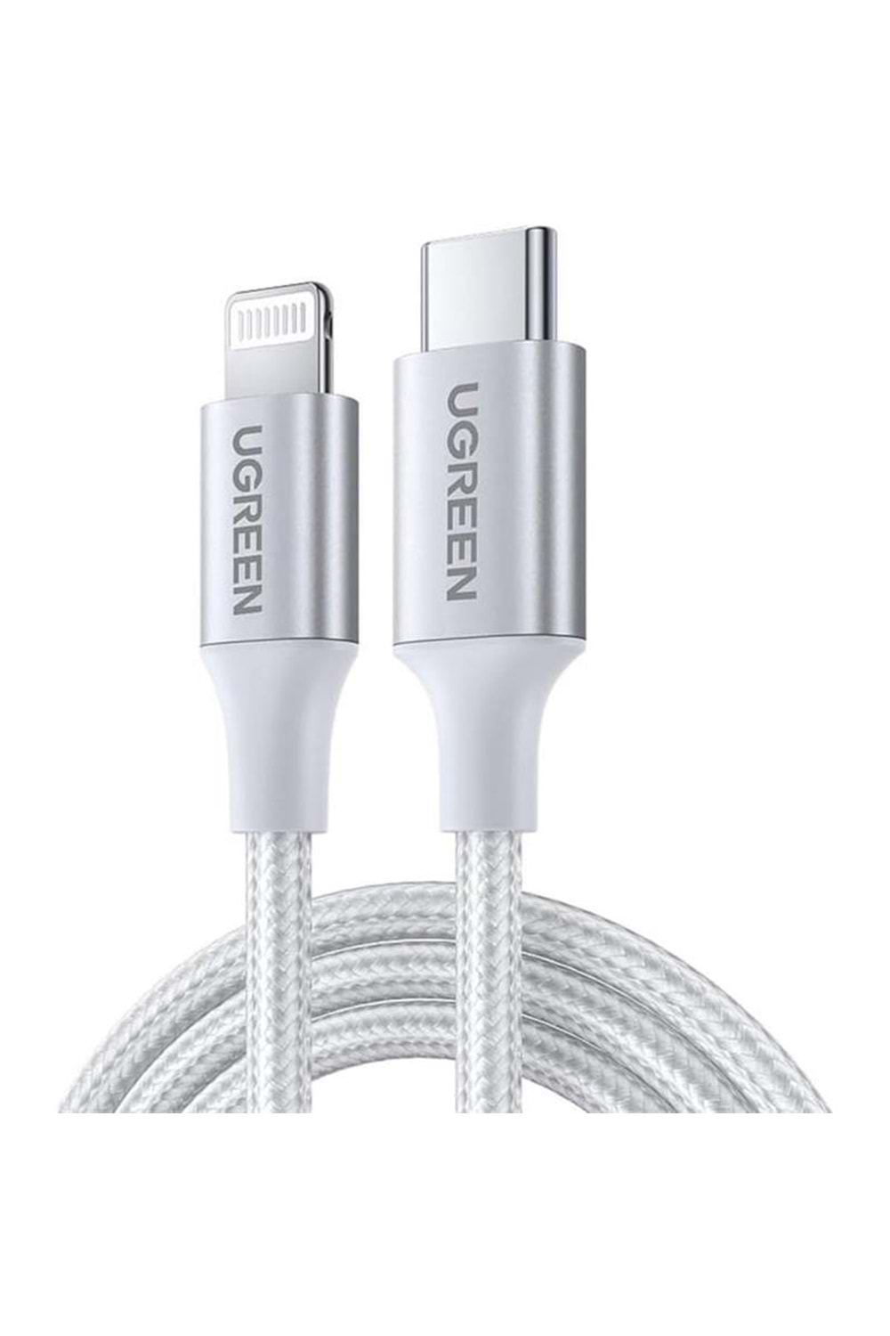 UGREEN TYPE-C TO LIGHTNING 3A PD MFİ SERTİFİKALI ÖRGÜLÜ HIZLI ŞARJ KABLOSU 1 MT GÜMÜŞ 70523 