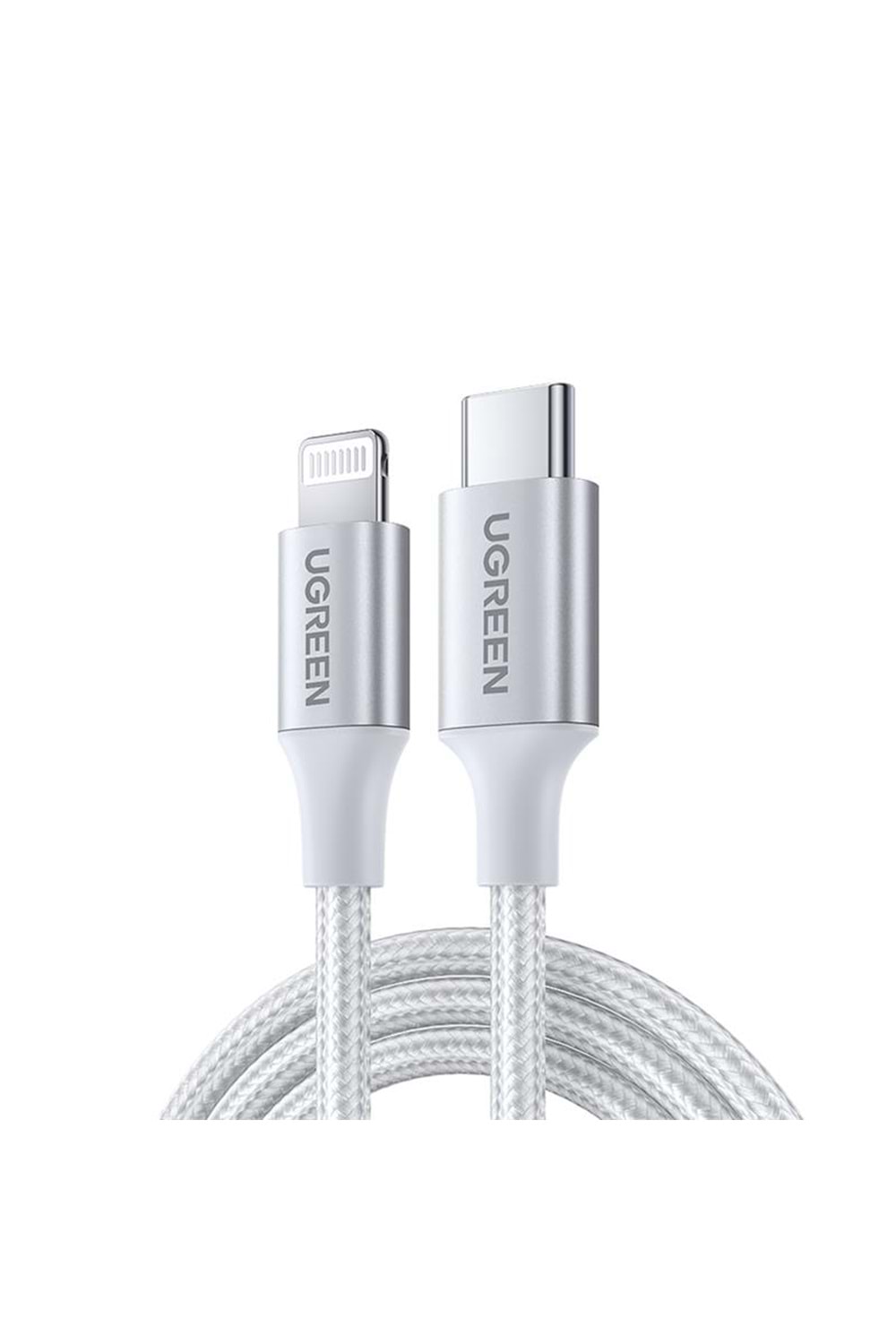 UGREEN TYPE-C TO LIGHTNING 3A 70525 PD MFİ SERTİFİKALI ÖRGÜLÜ HIZLI ŞARJ KABLOSU 2 METRE GÜMÜŞ 