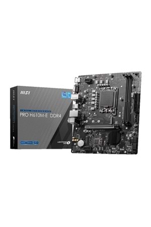 MSI PRO H610M-E DDR4 3200MHZ 1XVGA 1XHDMI 1XM.2 USB 3.2 MATX 1700P (12. / 13. VE 14. NESİL İŞLEMCİ UYUMLU) 