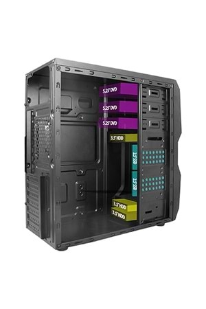 VENTO TA-K61 750W 1X80MM FAN USB 3.0 MİDİ TOWER SİYAH KASA 