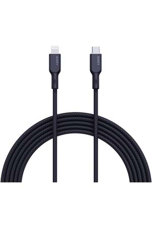 AUKEY CB-NCL1-BK NAYLON ÖRGÜLÜ 3A 480MBPS TYPE-C LIGHTNING KABLOSU 1.8MT 