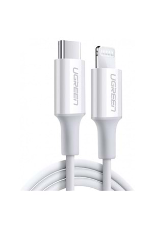 UGREEN TYPE-C TO LIGHTNING 3A PD MFİ SERTİFİKALI HIZLI ŞARJ KABLOSU (10493) 1 MT BEYAZ 