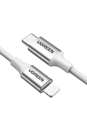 UGREEN TYPE-C TO LIGHTNING 3A 70525 PD MFİ SERTİFİKALI ÖRGÜLÜ HIZLI ŞARJ KABLOSU 2 METRE GÜMÜŞ 