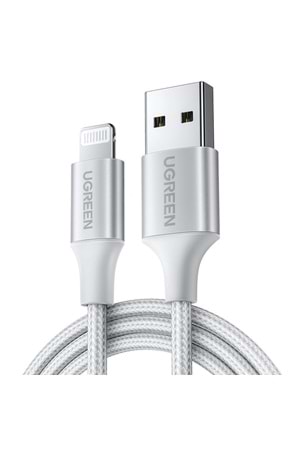 UGREEN LIGHTNING TO USB-A ÖRGÜLÜ MFİ SERTİFİKALI İPHONE HIZLI ŞARJ KABLOSU 2 METRE GÜMÜŞ 60163 