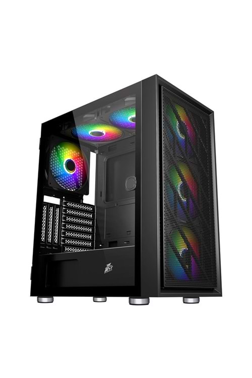 1ST PLAYER AR7 SİYAH 650W 80+ ARGB 4X12CM FAN TEMPERLİ CAM MESH USB 3.0 ATX KASA 