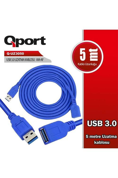 QPORT Q-UZ3050 USB 3.0V 5MT UZATMA KABLOSU 