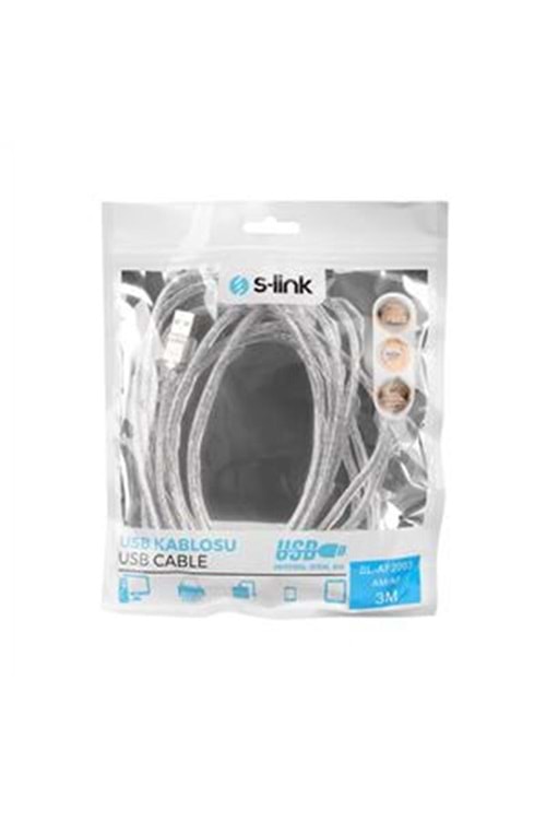 S-LINK SL–AF2003 USB 2.0 3MT ŞEFFAF UZATMA KABLOSU 
