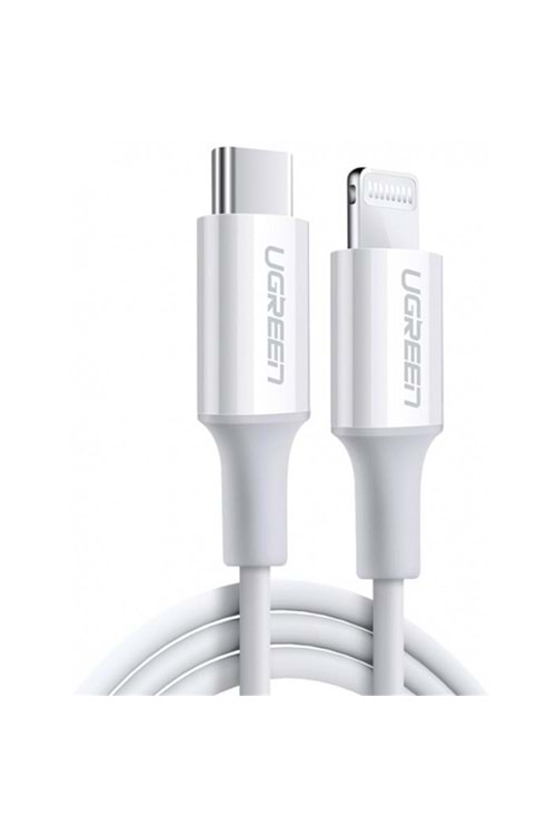 UGREEN TYPE-C TO LIGHTNING 3A PD MFİ SERTİFİKALI HIZLI ŞARJ KABLOSU 1 MT BEYAZ 10493 